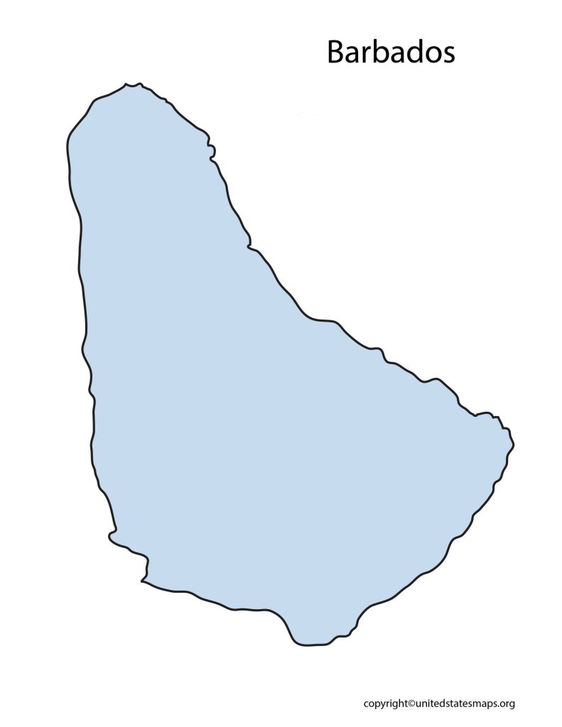 Blank Outline Map of Barbados