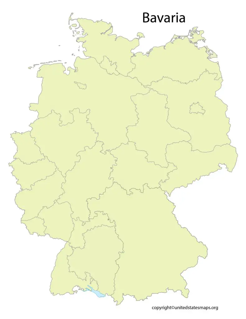 Blank Outline Map of Bavaria