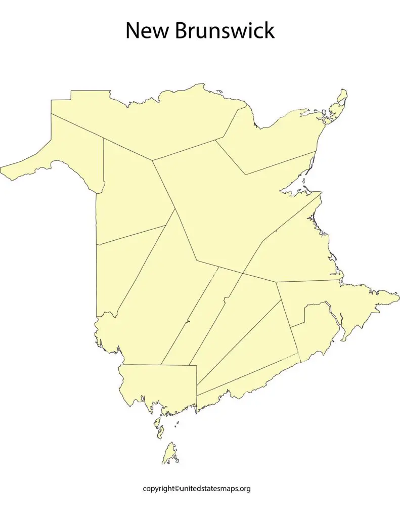Blank Outline Map of New Brunswick