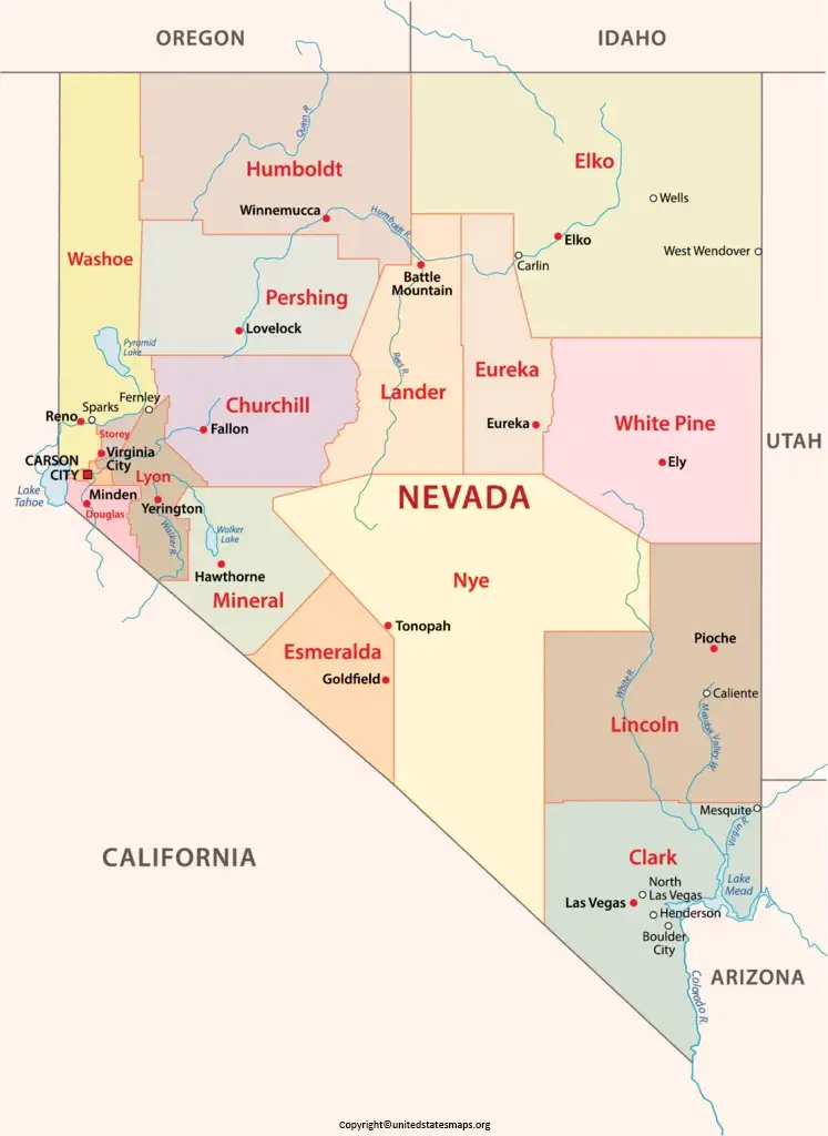 County Map for Nevada