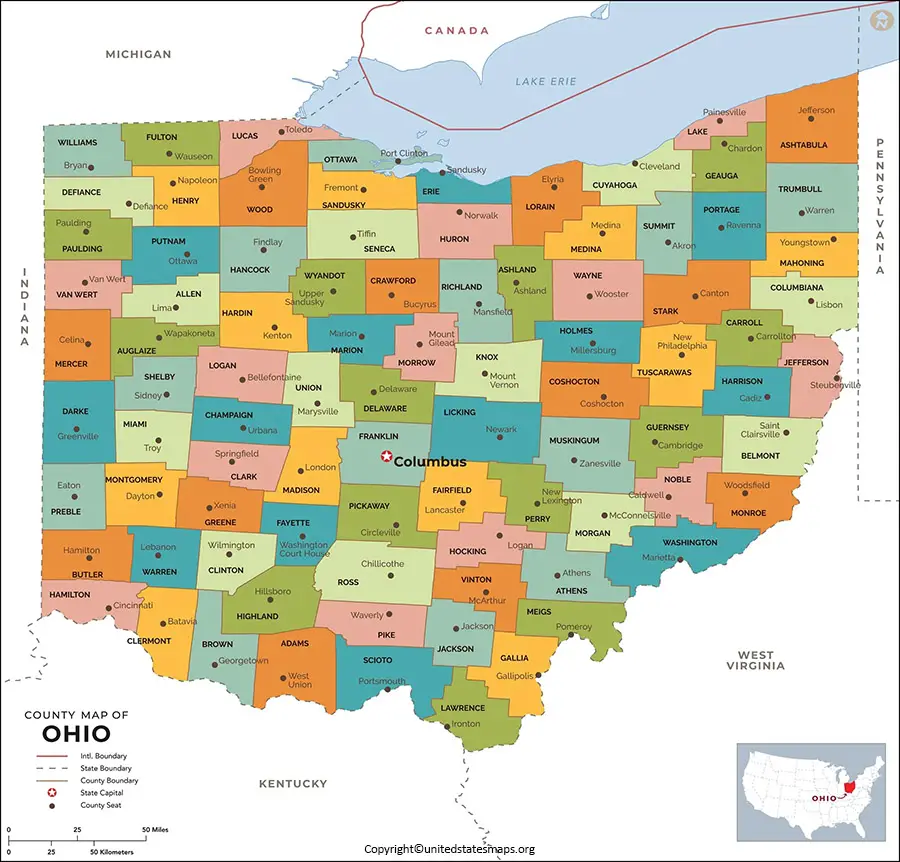 County Map of Ohio