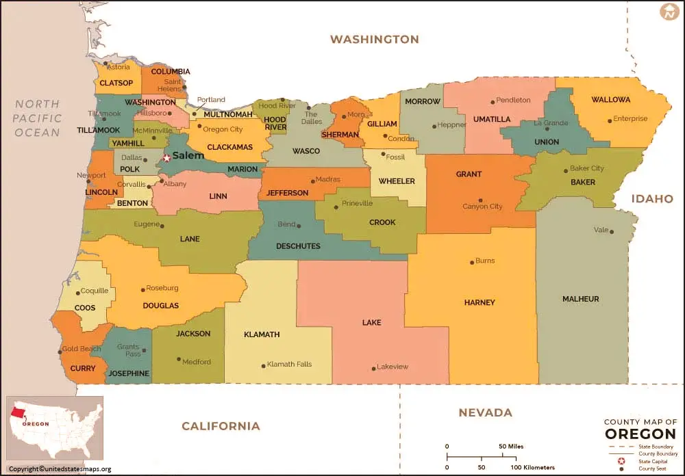 County Map of Oregon