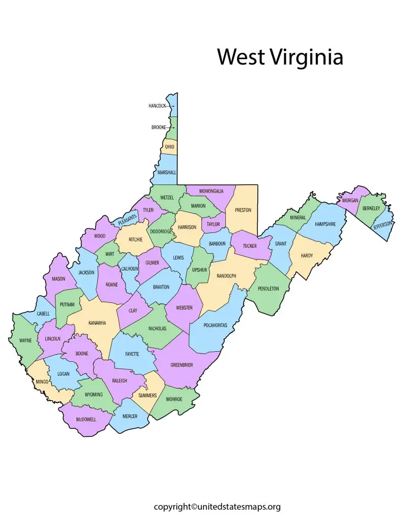 County Map of West Virginia