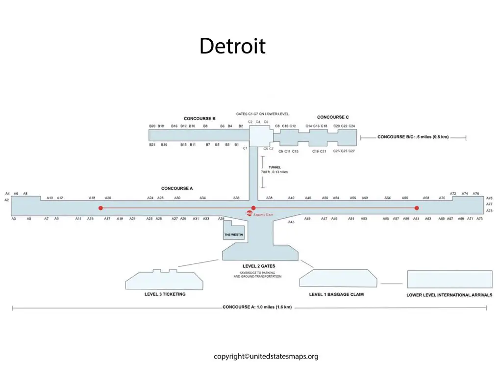 DTW Airport Map
