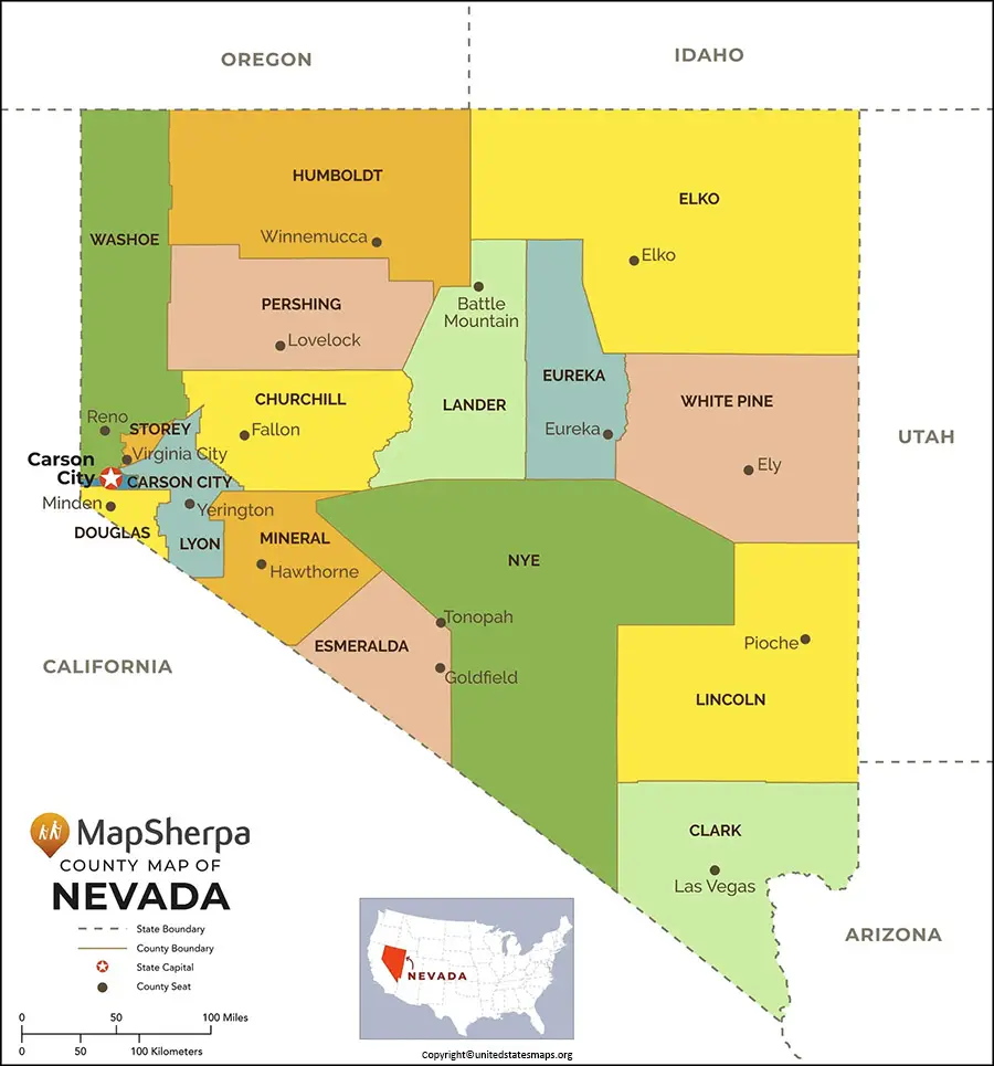 Map of Nevada by County