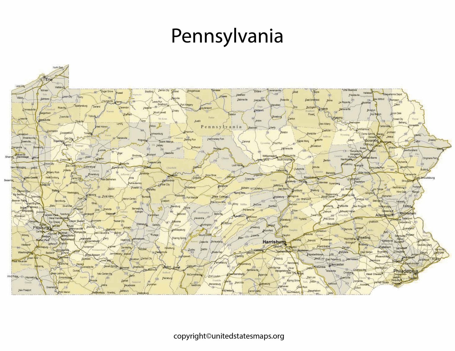 Pennsylvania County Map Map of Pennsylvania Counties