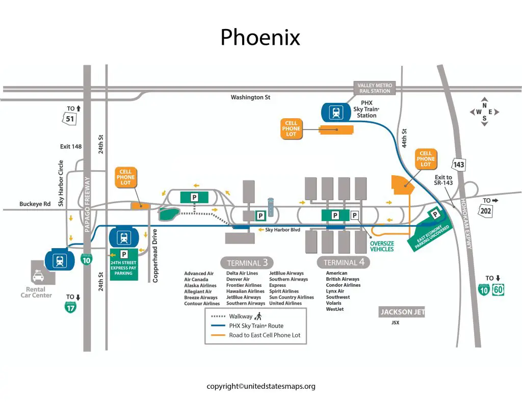 Map of Phoenix Airport Gates