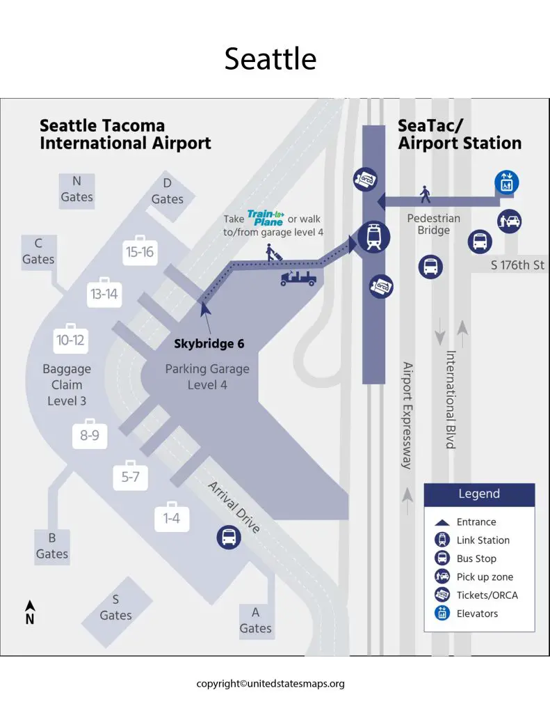 Map of Seattle Airport Terminals