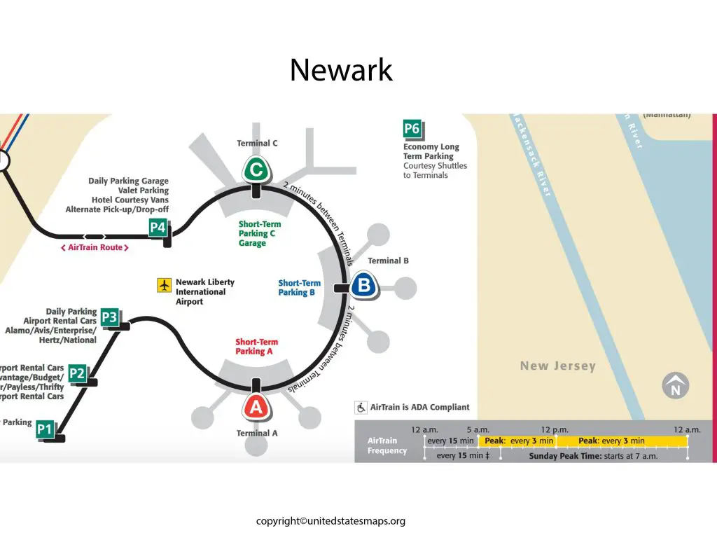 Map of Terminal A Newark Airport