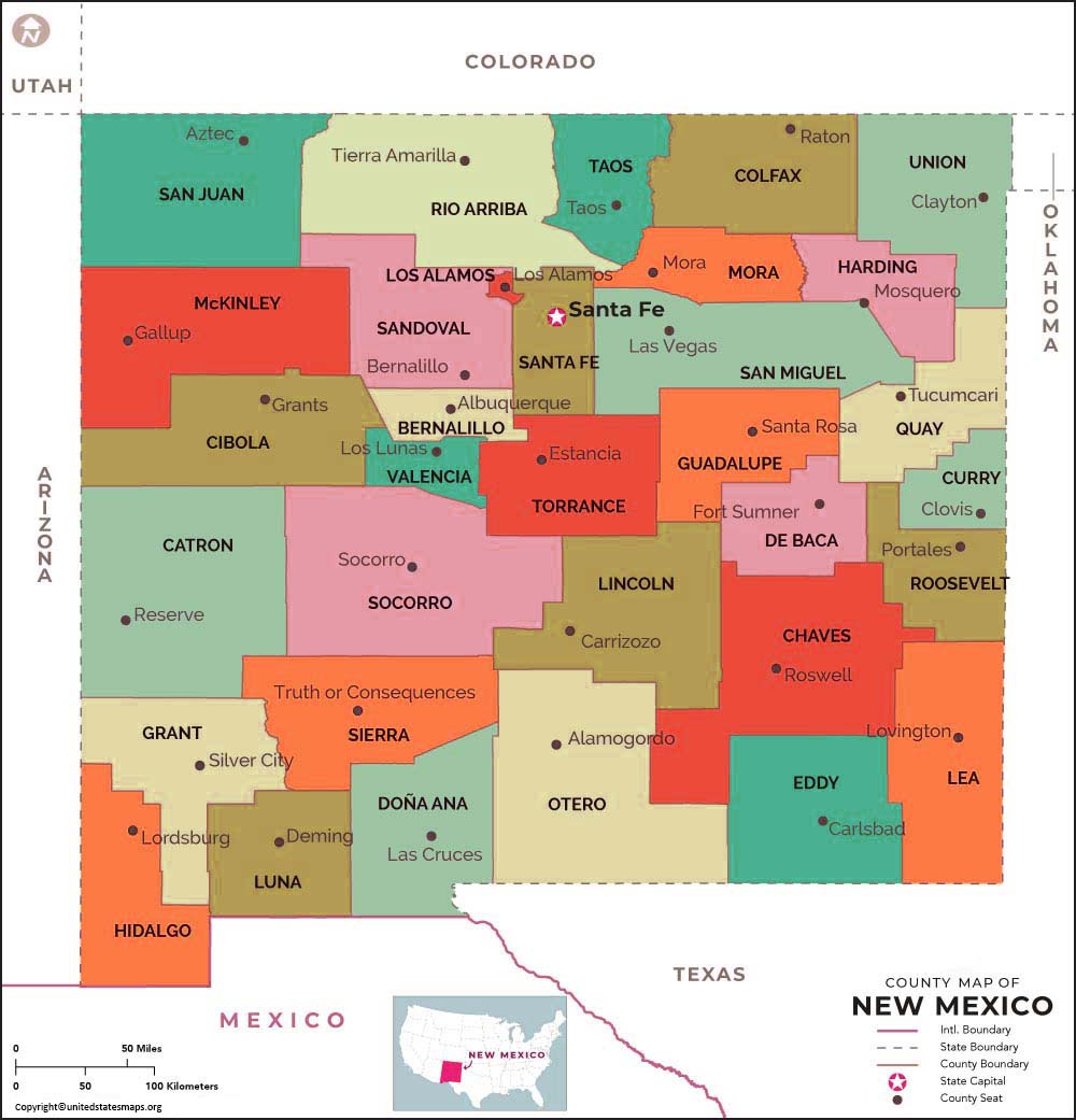 New Mexico County Map Map Of New Mexico Counties 7589