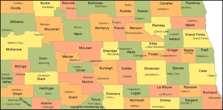 North Dakota County Map
