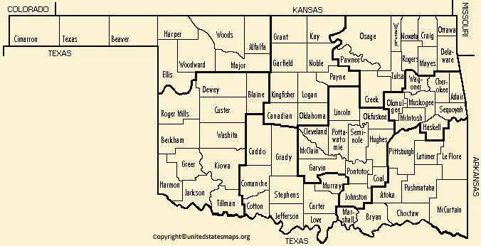 Oklahoma Map by County
