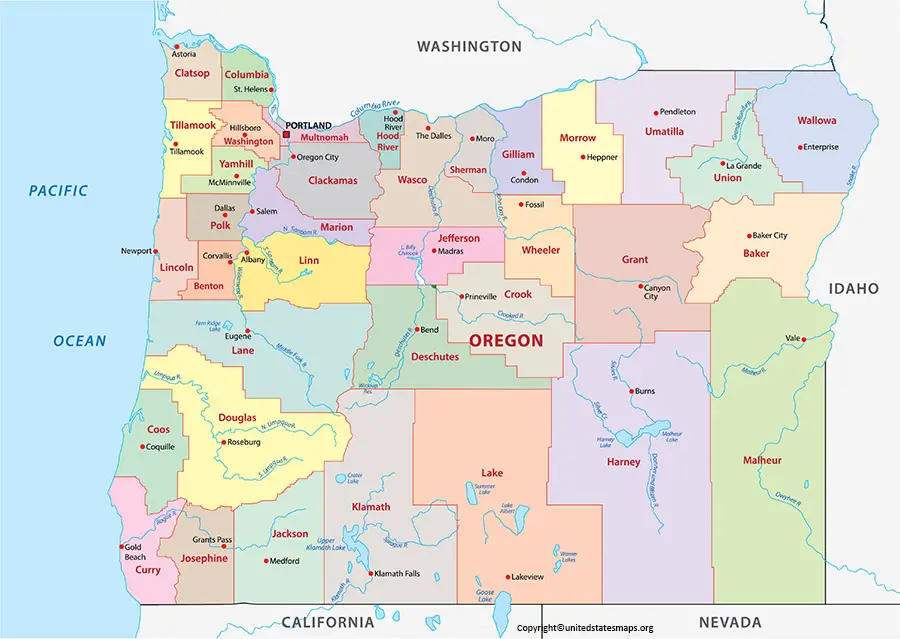 Oregon Map with Counties