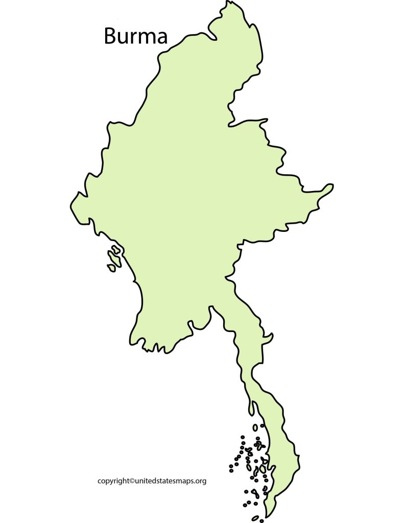 Printable Blank Map of Burma