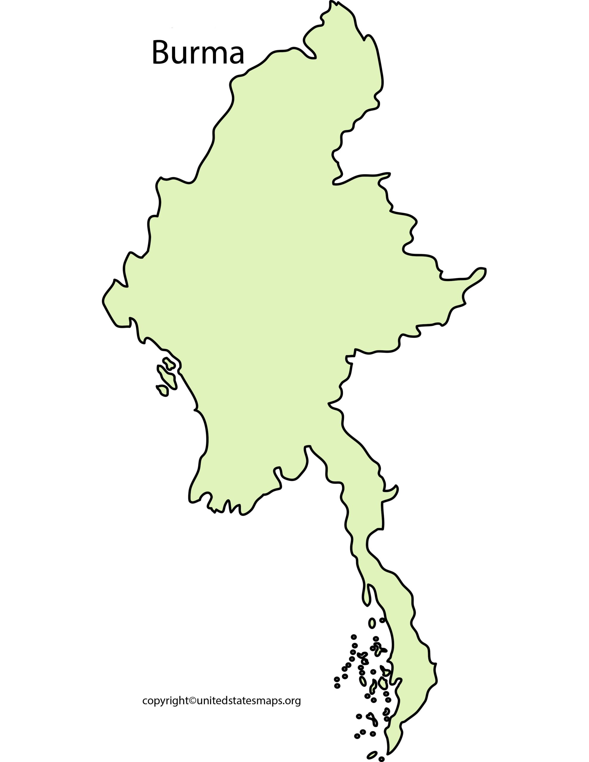 Blank Burma Map | Printable Blank Map of Burma