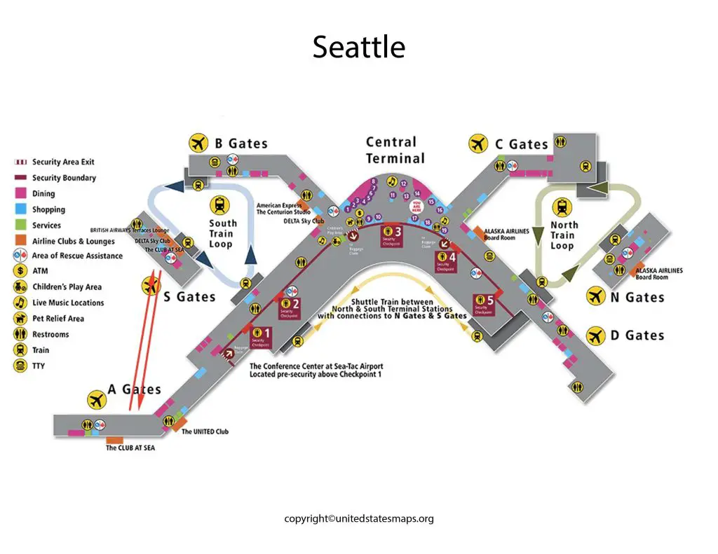 Seattle Airport food map