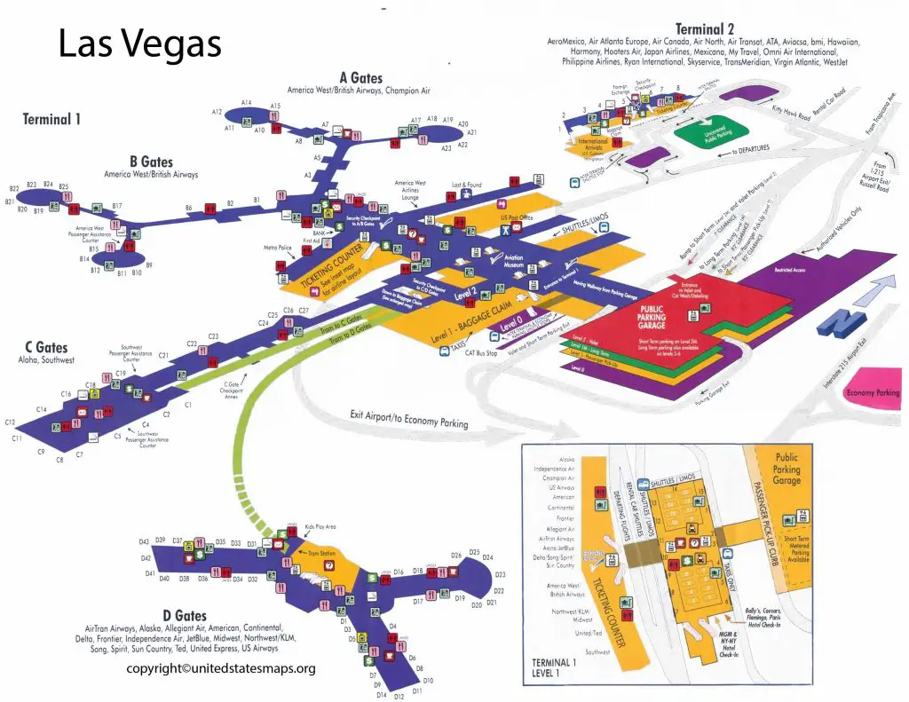 Terminal Map of Las Vegas Airport