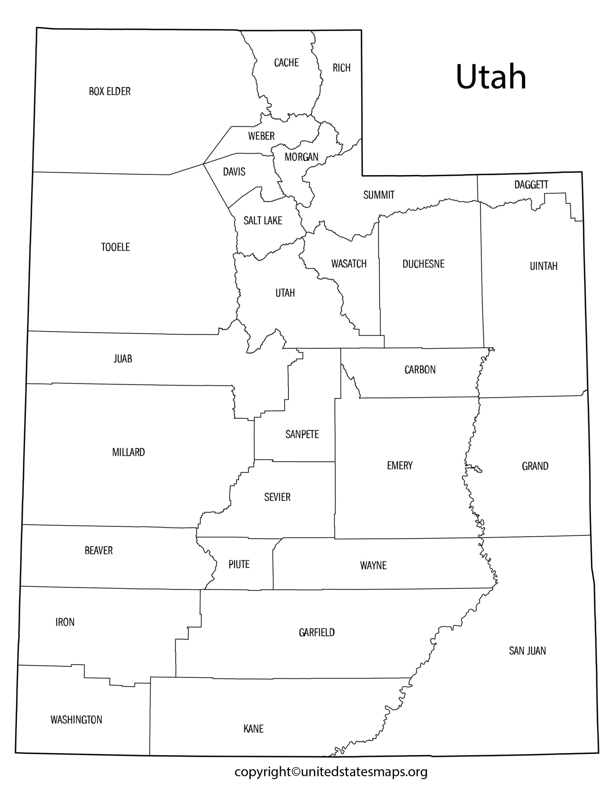 Utah County Map | Map of Utah Counties with Cities