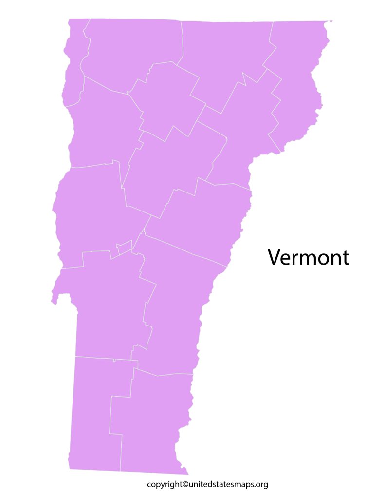 Vermont Map with Counties