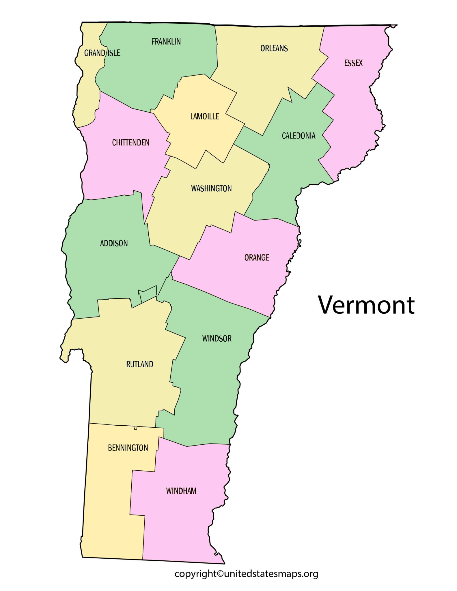 Vermont County Map | County Map of Vermont with Cities