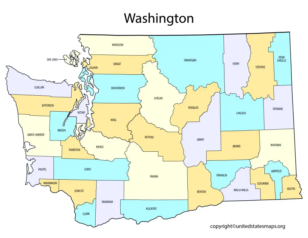 Washington counties map