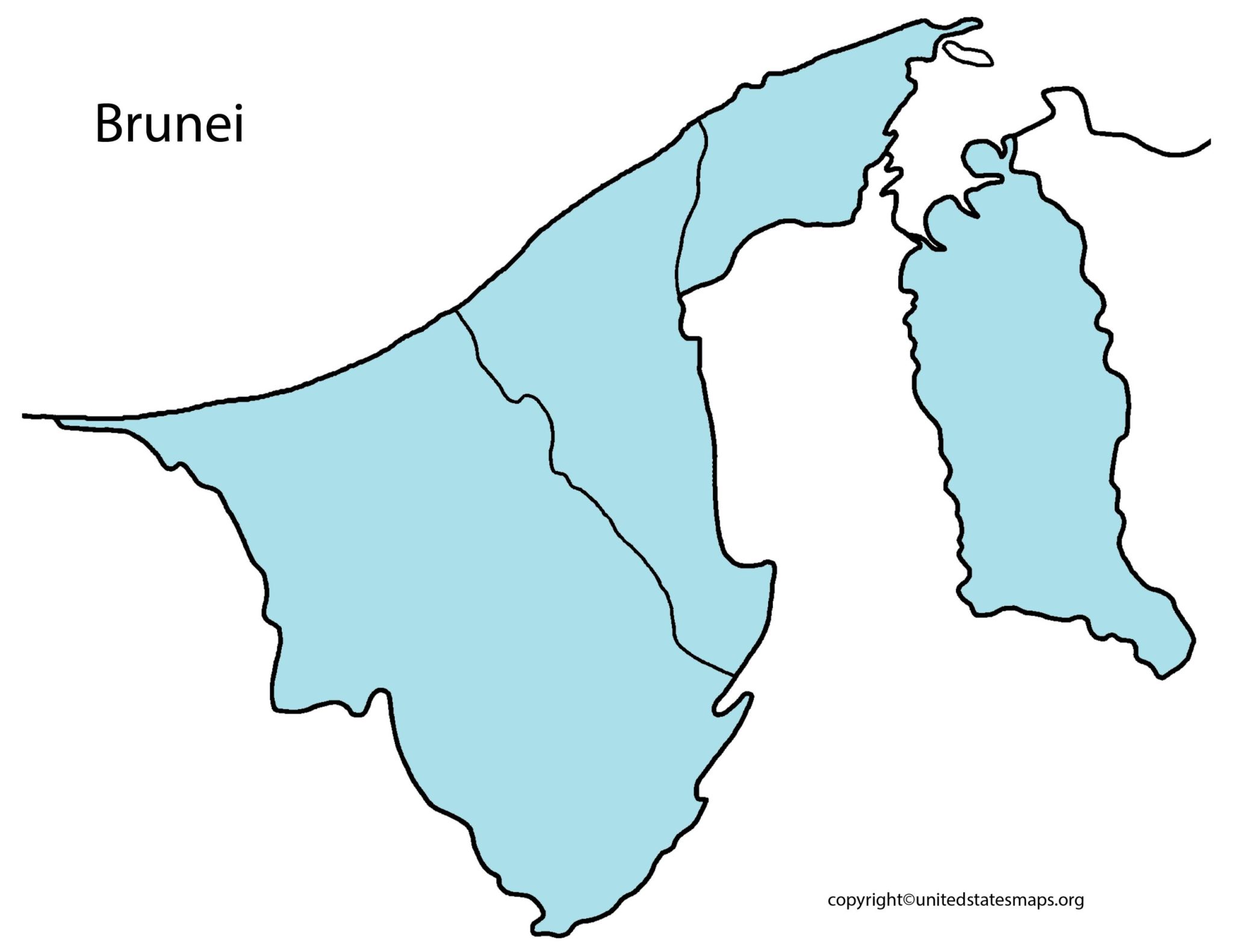 Blank Brunei Map | Blank Outline Map of Brunei