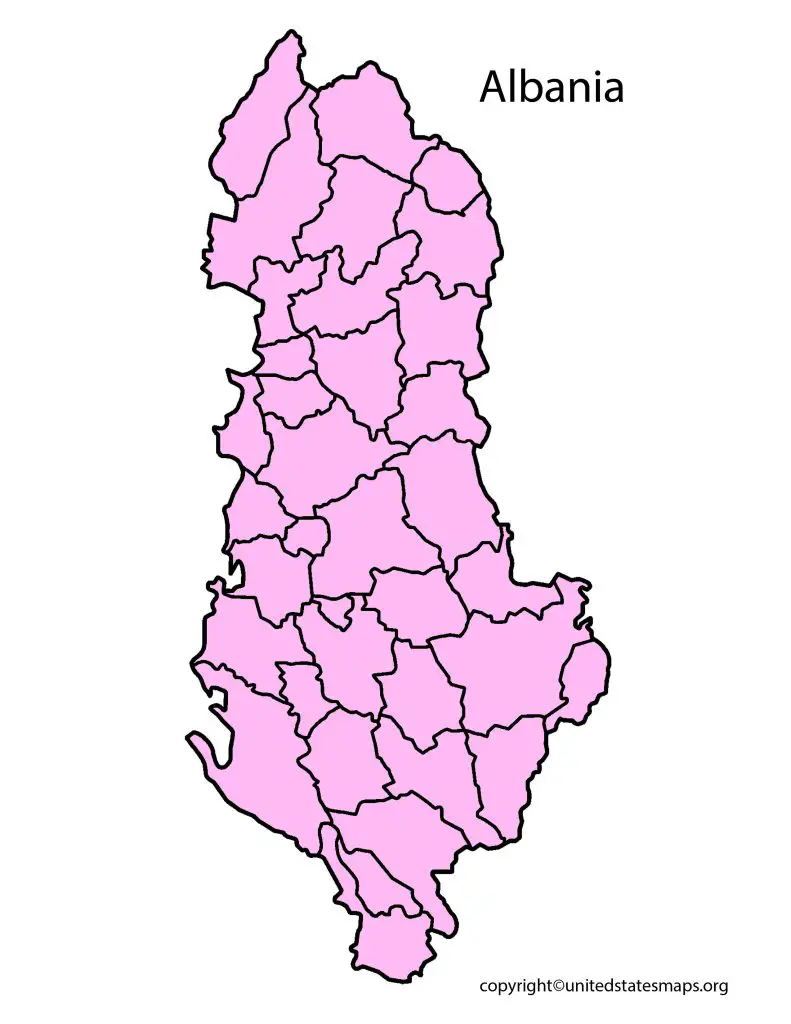 blank outline map of Albania