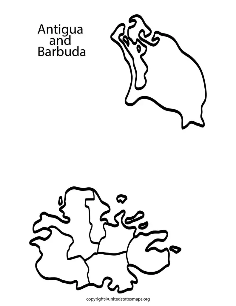 blank outline map of Antigua and Barbuda