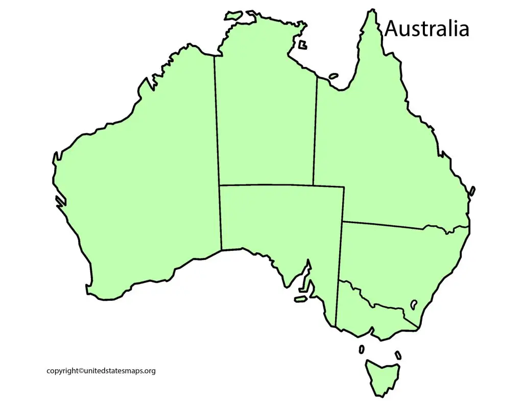 blank outline map of Australia