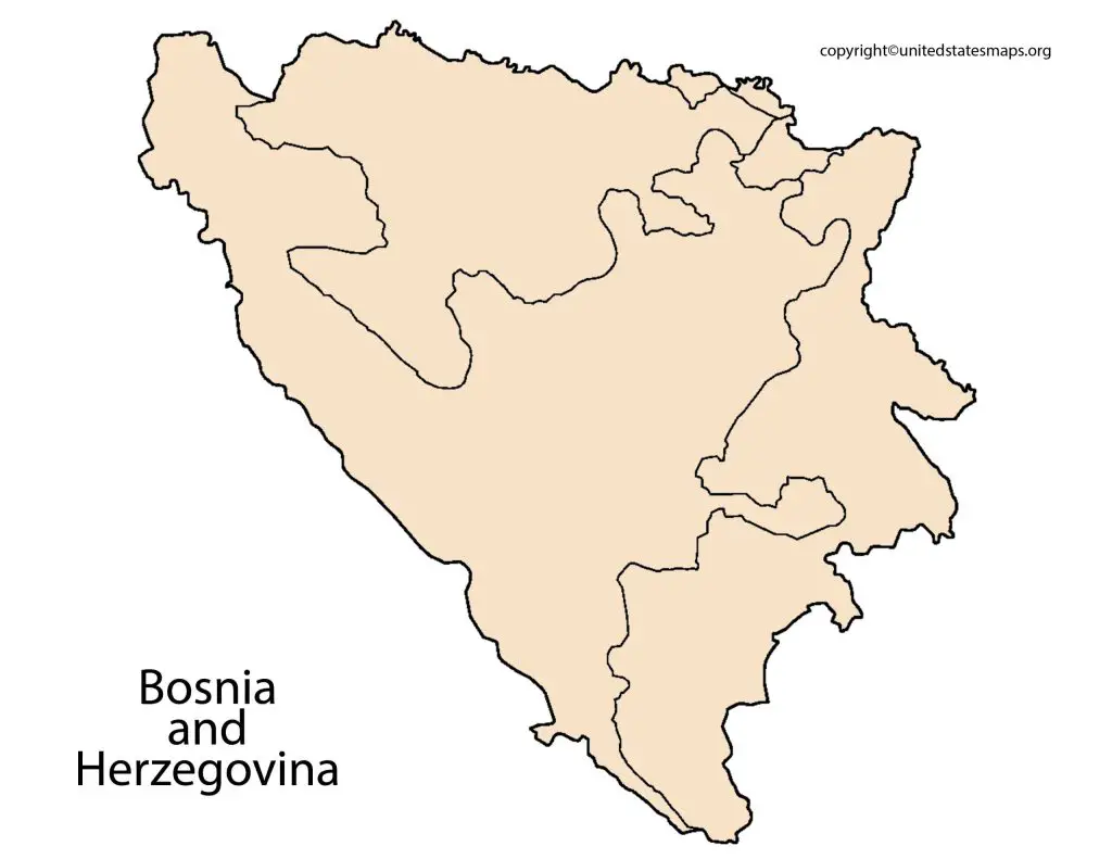 blank outline map of Bosnia and Herzegovina