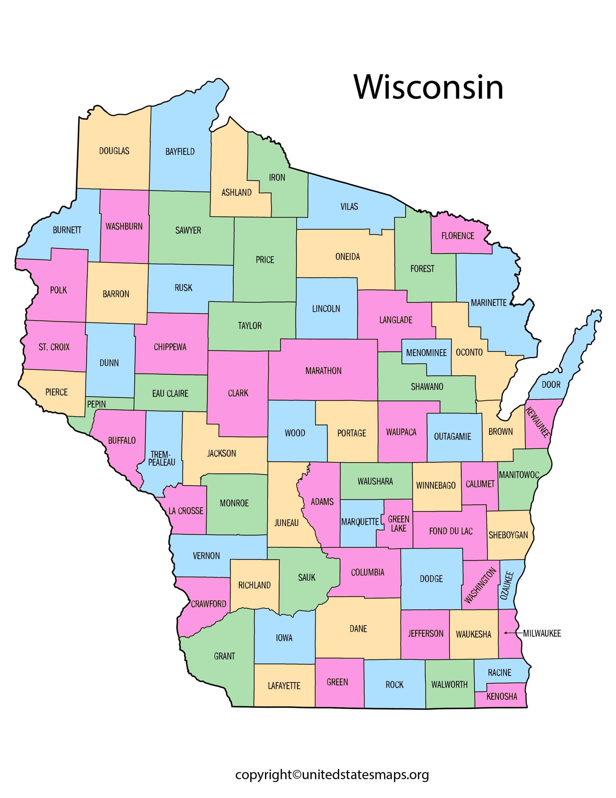 Wisconsin County Map Map of Counties in Wisconsin