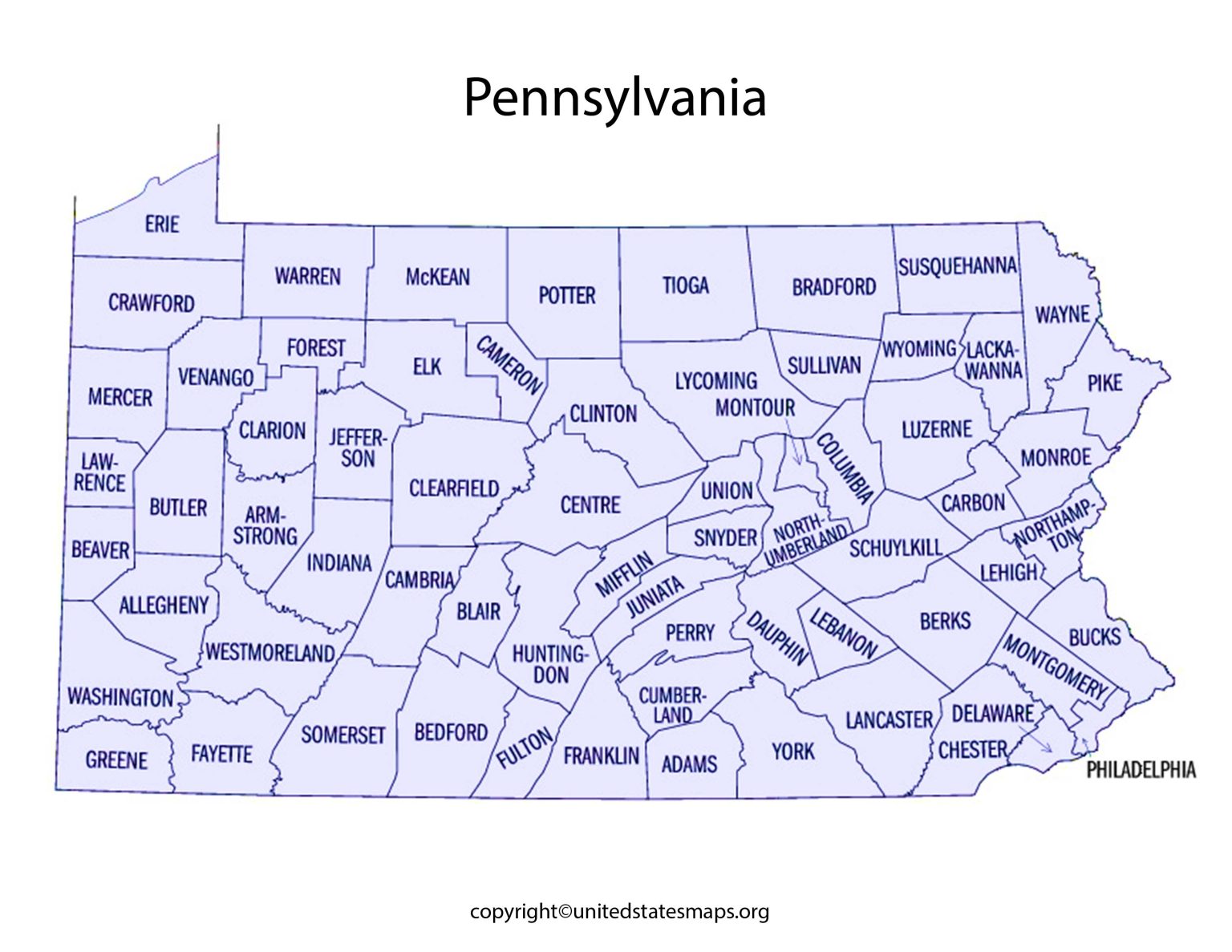 Pennsylvania County Map 