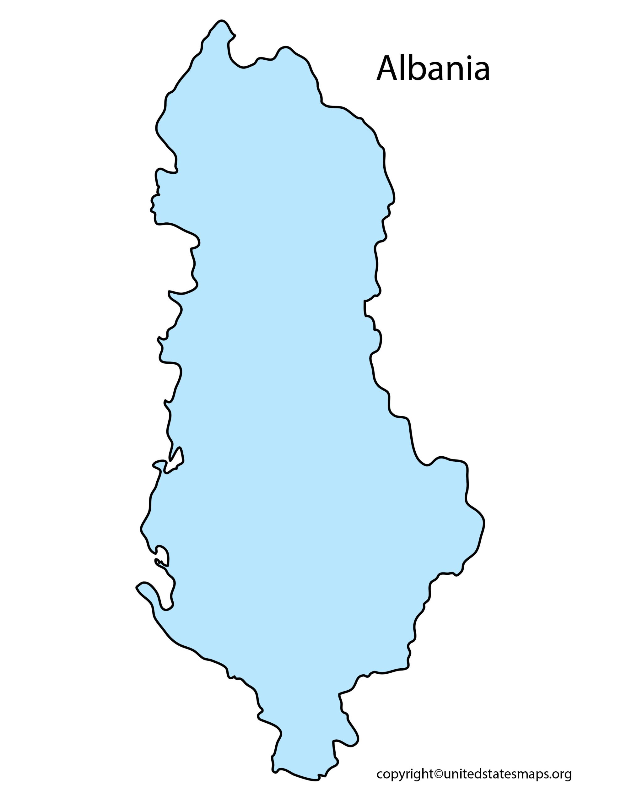 Blank Albania Map | Blank Outline Map of Albania