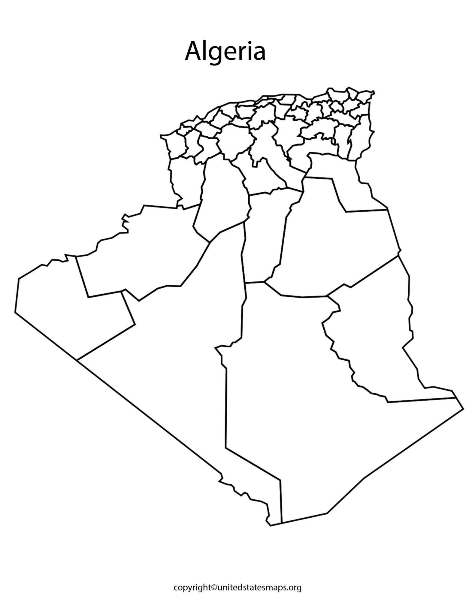 Blank Algeria Map | Blank Outline Map of Algeria