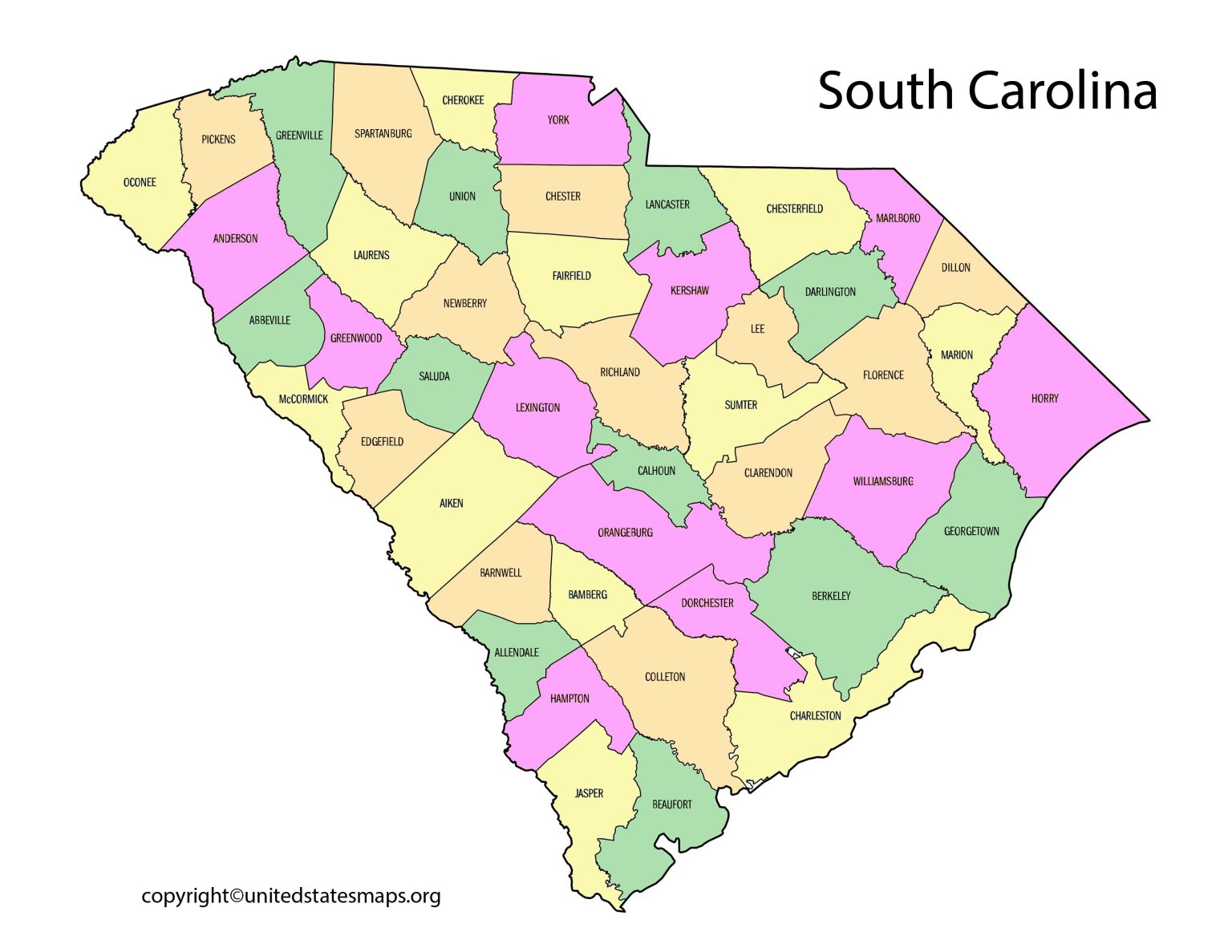 South Carolina County Map | Map of South Carolina Counties