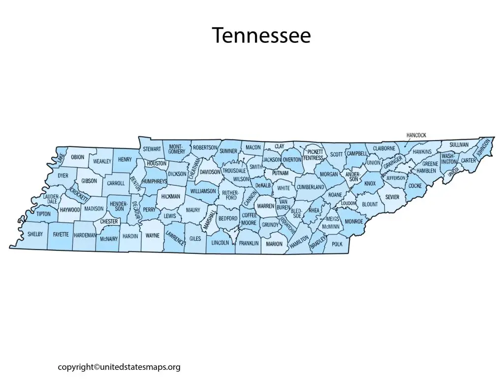 map of Tennessee counties
