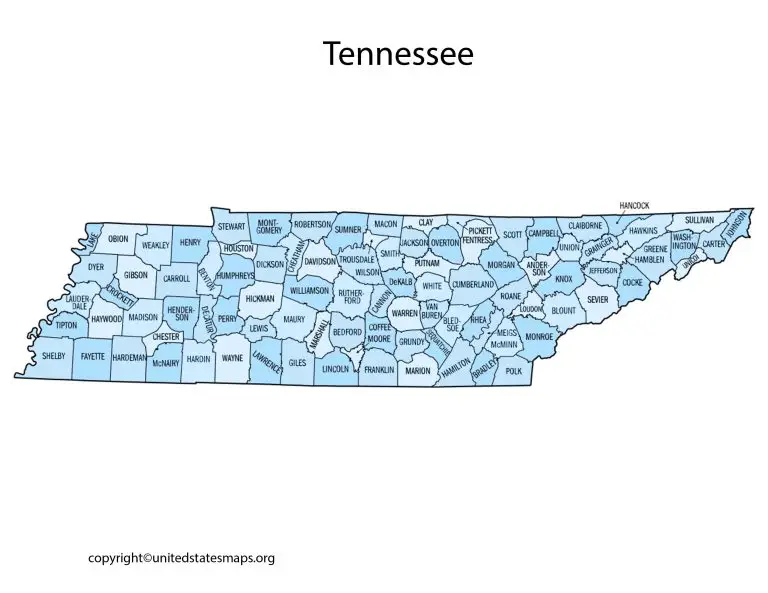 Tennessee County Map | Map of Counties in Tennessee