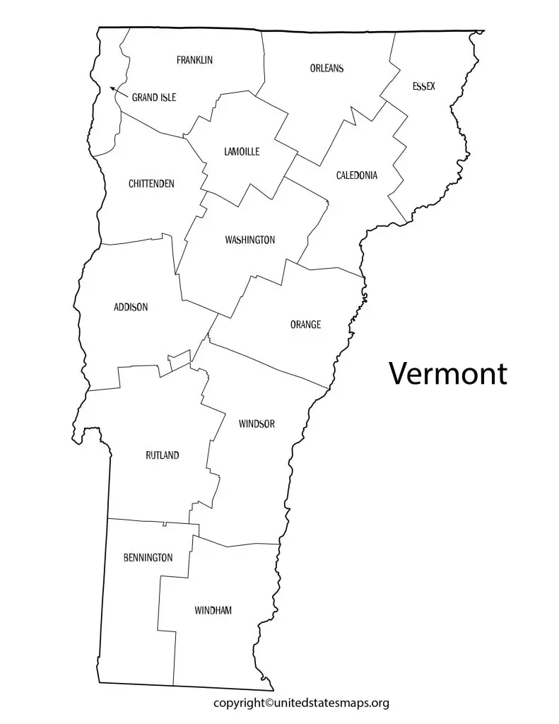 map of Vermont counties