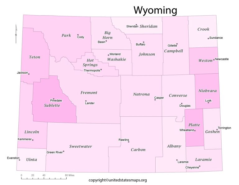 Wyoming County Map | Map of Counties in Wyoming with Cities