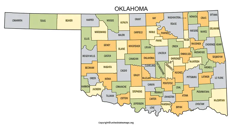 map of counties in Oklahoma