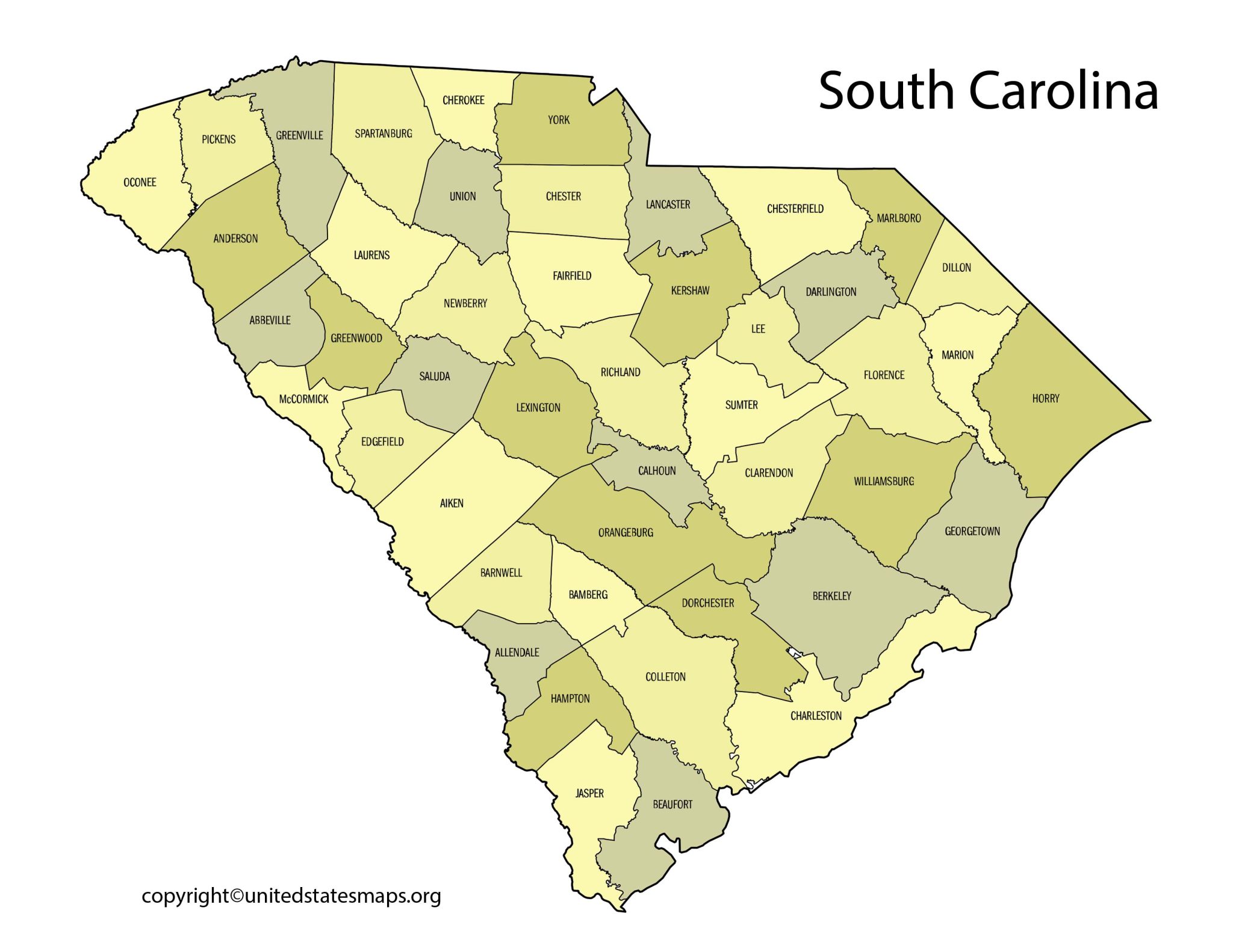 South Carolina County Map | Map of South Carolina Counties