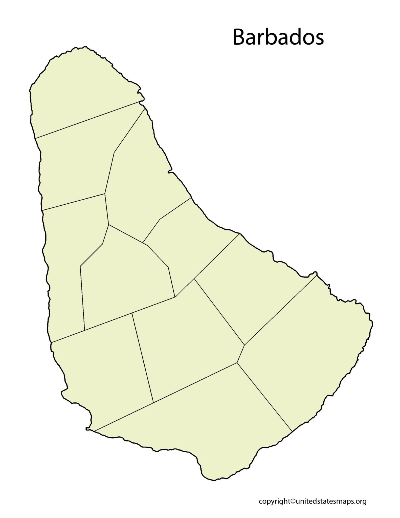 Blank Barbados Map | Blank Outline Map of Barbados