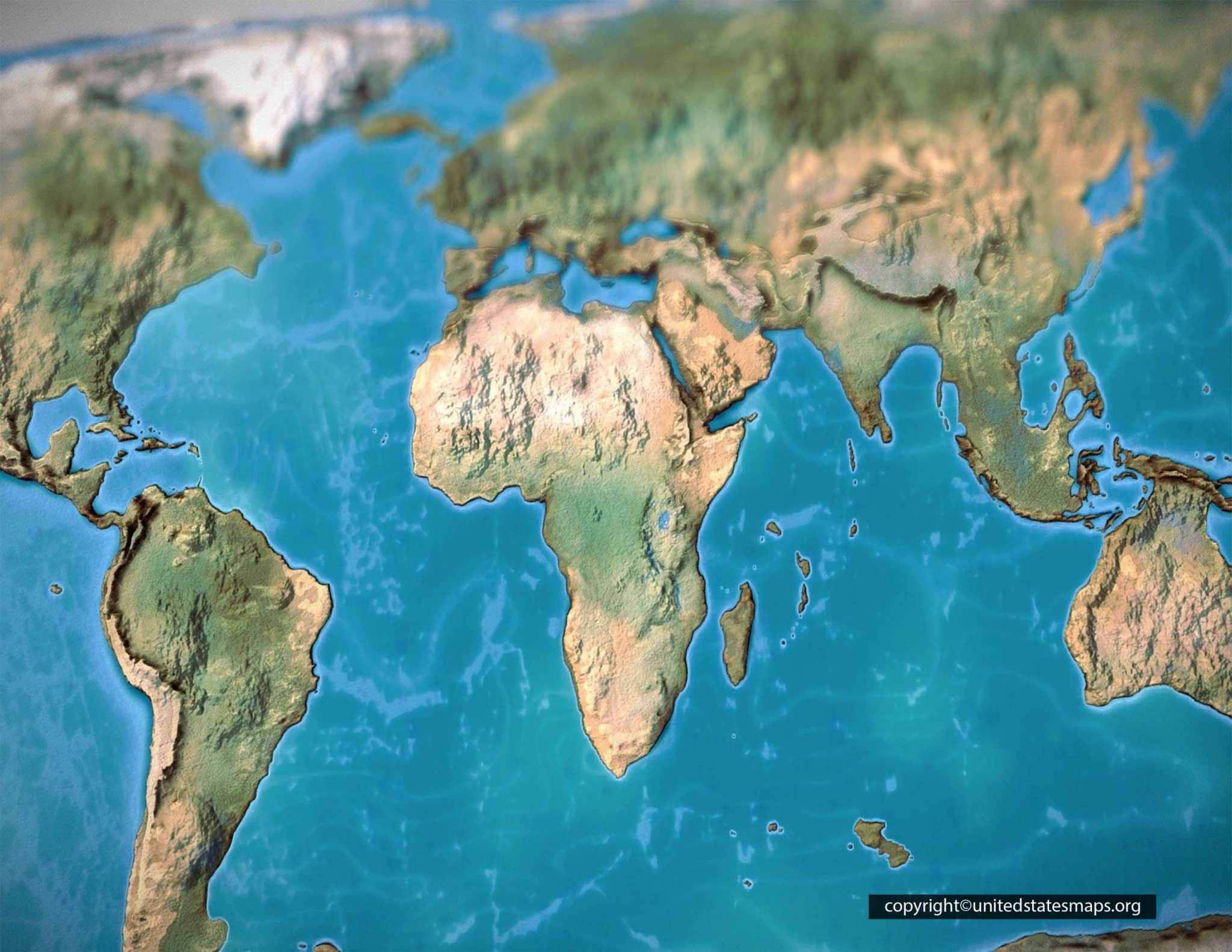 Earth Map 3D | 3D Map of the Earth [Printable PDF]