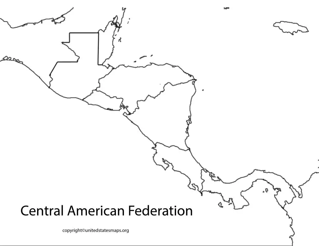 Blank Central American Federation Map