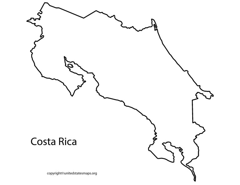 Blank Costa Rica Map | Blank Outline Map of Costa Rica