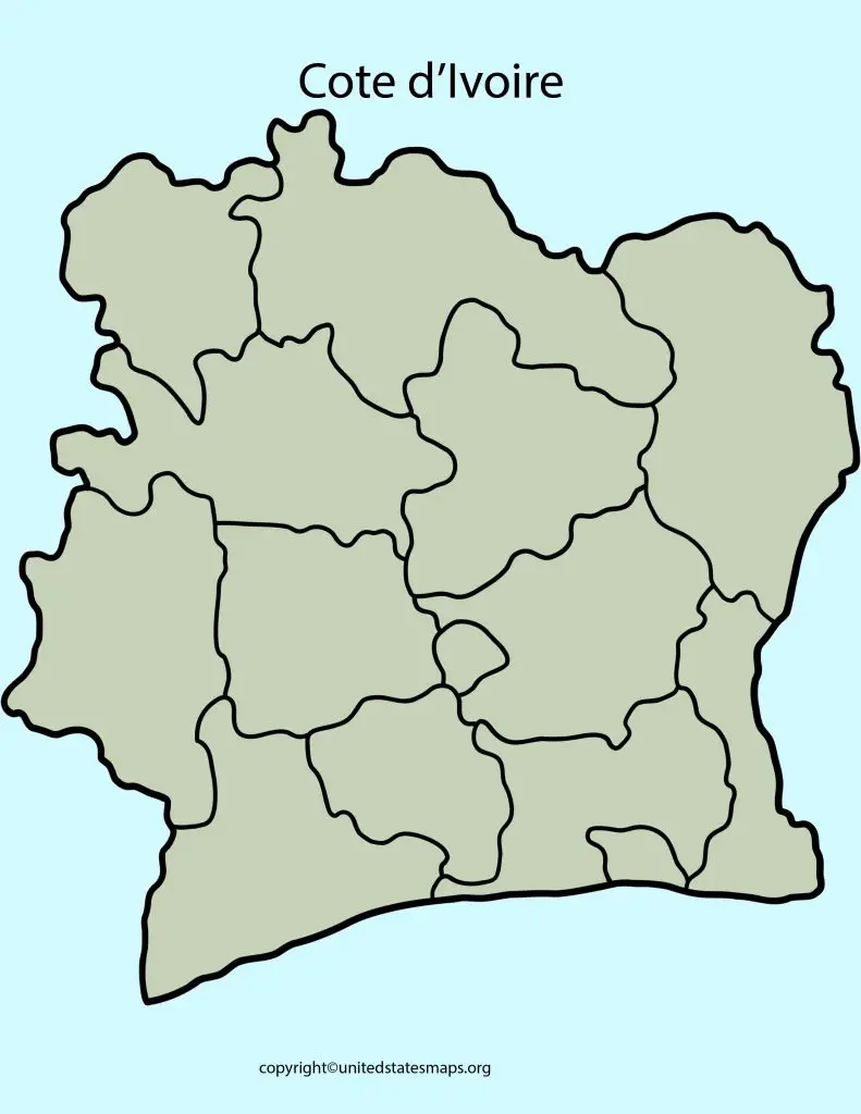 Blank Cote d’Ivoire Map