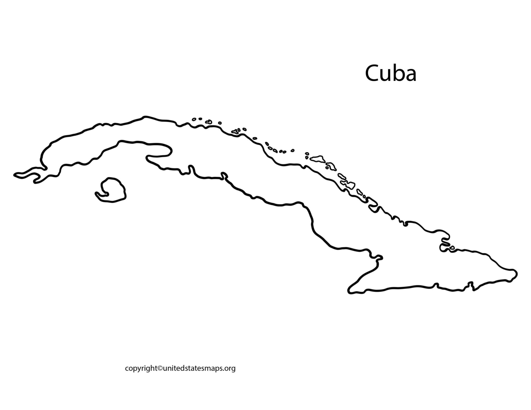 Blank Cuba Map | Blank Outline Map of Cuba