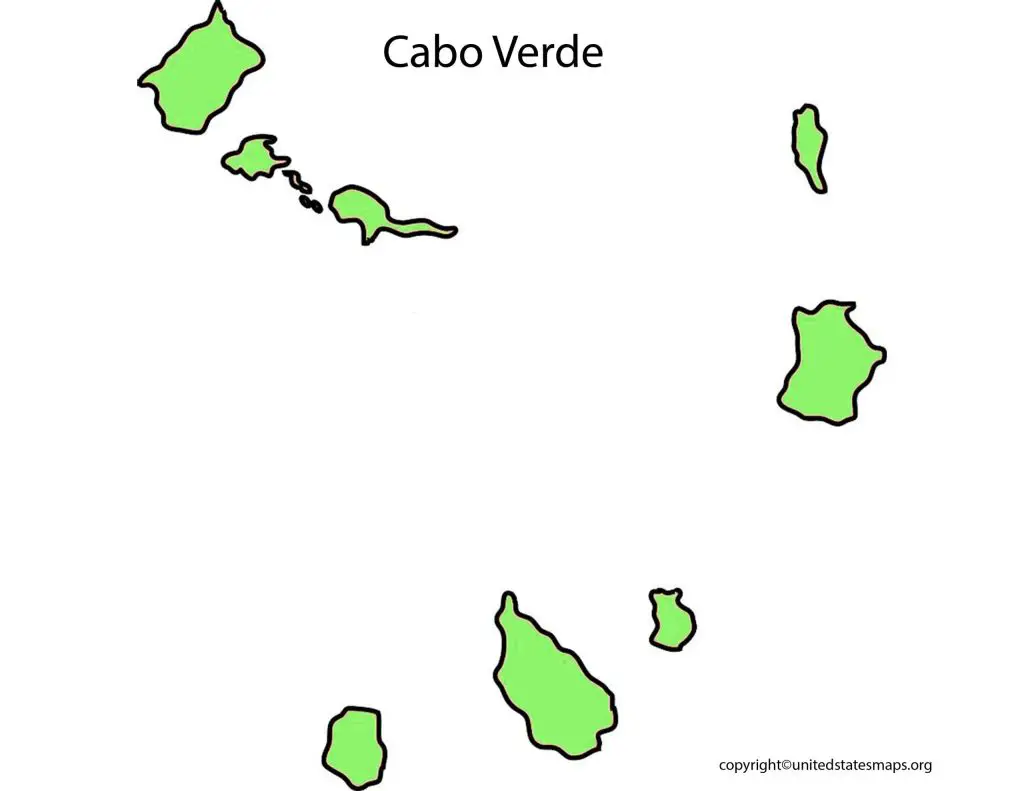 Blank Outline Map of Cabo Verde