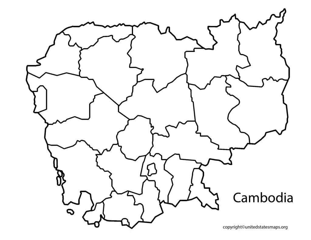 Blank Outline Map of Cambodia