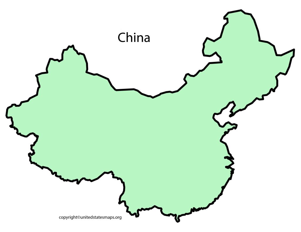 Blank Outline Map of China